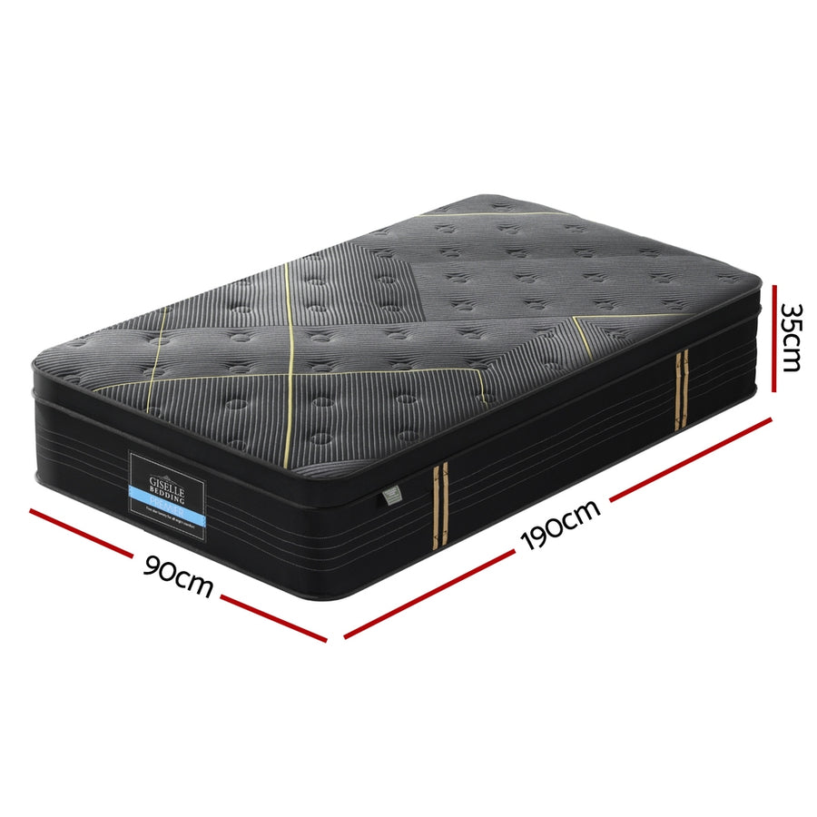 Giselle Bedding 35cm single Euro Top pocket spring mattress in black, Euro Top comfort layer