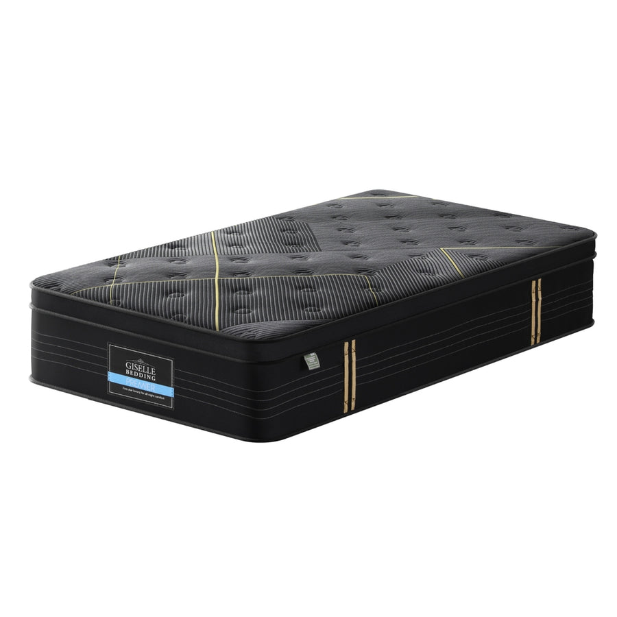 Giselle Bedding 35cm single Euro Top pocket spring mattress in black, bamboo charcoal foam