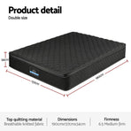 Giselle Bedding Double Mattress 34cm Euro Top with 5-Zone Pocket Spring Support Black, image 3