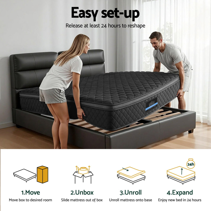Giselle Bedding Double Mattress 34cm Euro Top with 5-Zone Pocket Spring Support Black, image 11