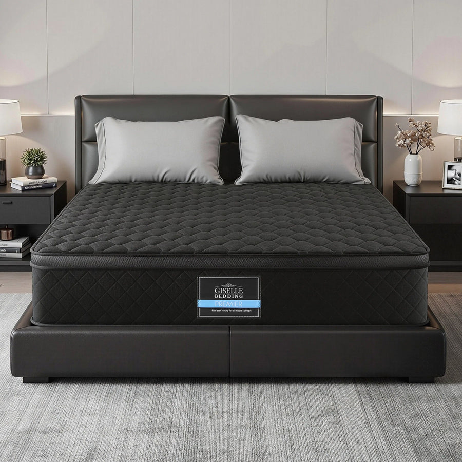 Giselle Bedding Double Mattress 34cm Euro Top with 5-Zone Pocket Spring Support Black, image 12