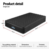Giselle Bedding Mattress 34cm 5-Zone Pocket Spring Egg-crate Memory Foam Single - Side View