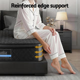 Giselle Bedding Single Mattress 34cm Euro Top with 5-Zone Pocket Spring Support Black