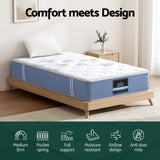25cm Giselle Mattress King Single Bed Pocket Spring Mattresses - 45-Degree Angle