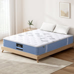 Giselle Bedding queen Euro Top pocket spring mattress, 25cm, white and blue