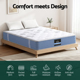 25cm Giselle Mattress Queen Bed Pocket Spring Mattresses - 45-Degree Angle