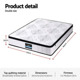 Giselle Bedding 30cm Mattress Pocket Spring Medium Firm Foam Euro Top Double - Side View