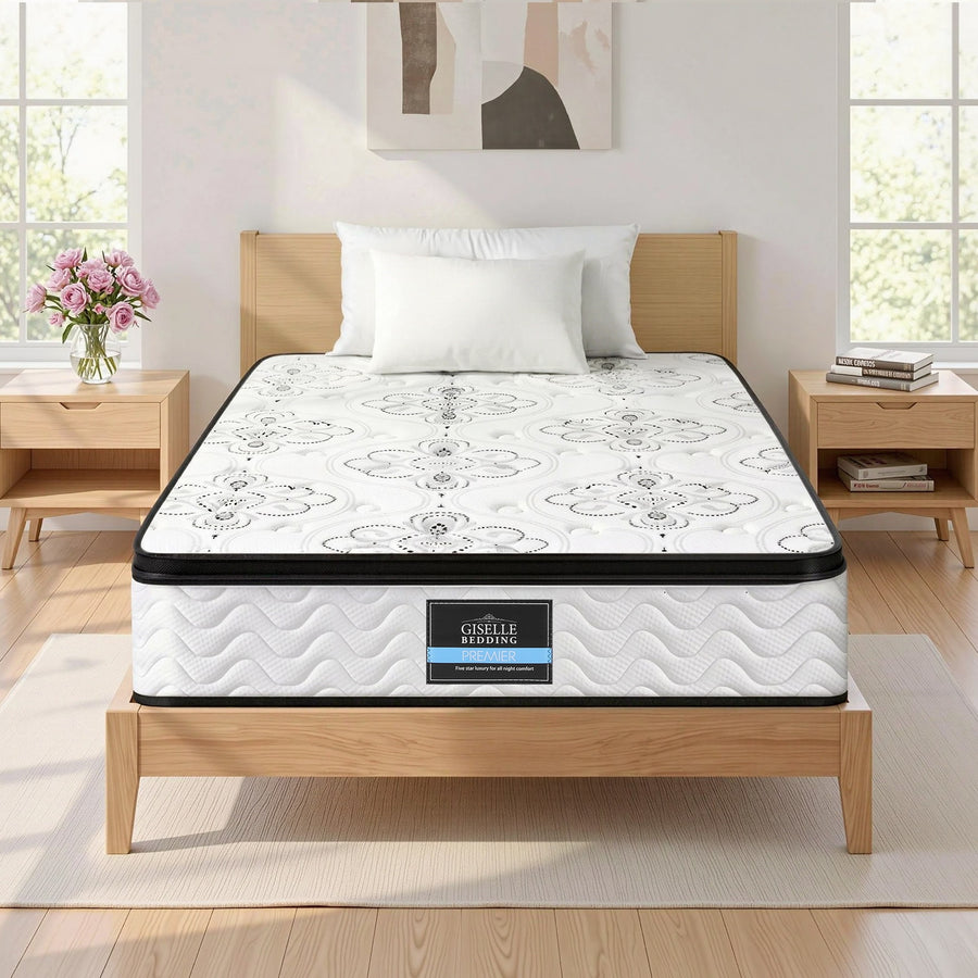 Giselle Bedding King Single Mattress 30cm Pocket Spring Euro Top Medium Firm Foam