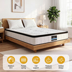 Giselle Bedding Queen Mattress 30cm Pocket Spring Euro Top Medium Firm Foam
