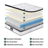 Giselle Bedding 30cm Mattress Pocket Spring Medium Firm Foam Euro Top Queen - Rear View