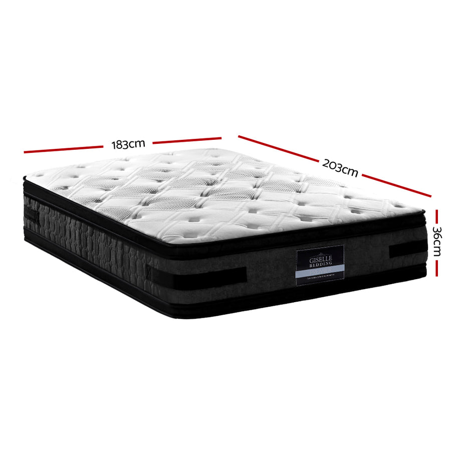 Giselle Bedding king flippable mattress, 36cm cool gel memory foam with pocket springs, egg-shaped foam side