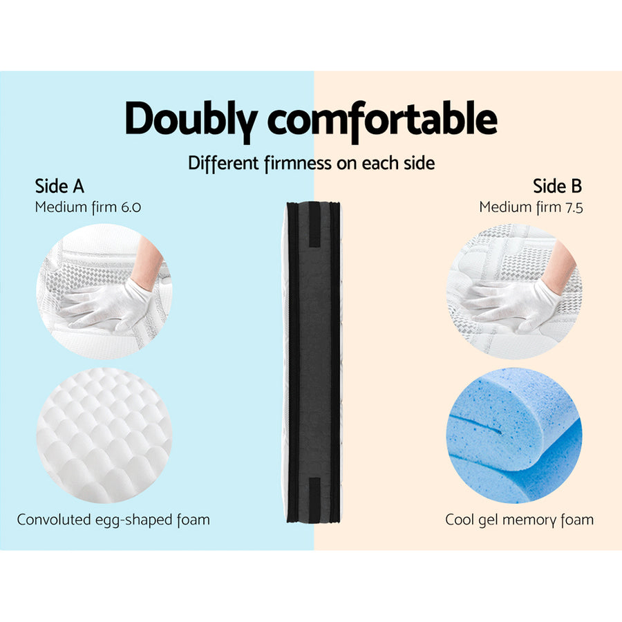 Giselle Bedding king flippable mattress, 36cm cool gel memory foam with pocket springs, Belgium knitted fabric cover