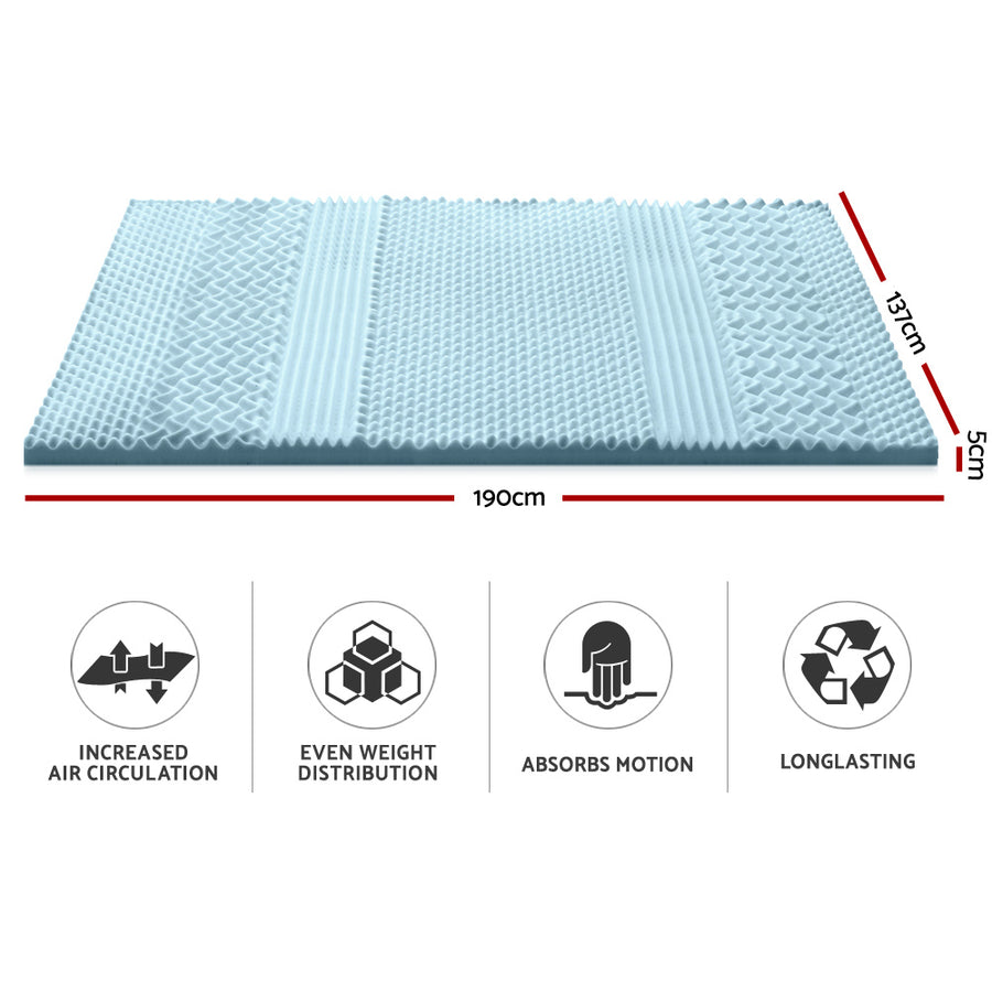 Giselle Bedding Memory Foam Mattress Topper 7-Zone 5cm Double, image 2