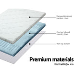 Giselle Bedding 5cm Double Cool Gel Memory Foam Mattress Topper with Bamboo Cover - 7-Zone Design