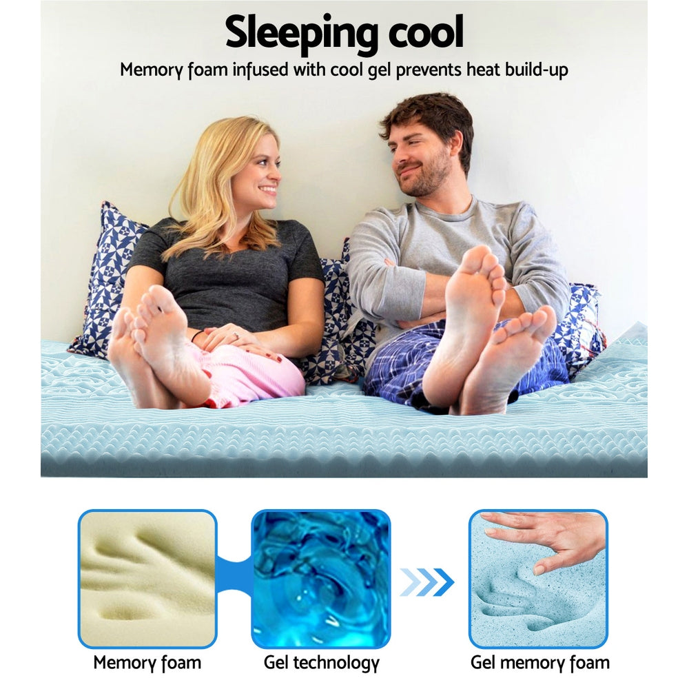 Giselle Bedding 5cm Double Cool Gel Memory Foam Mattress Topper with Bamboo Cover - 7-Zone Design