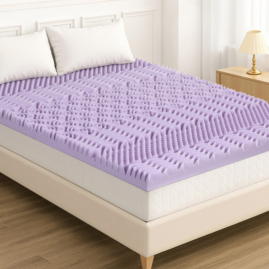 Giselle 8cm Memory Foam Mattress Topper Lavender Infused Bamboo Cover 7-Zone Double
