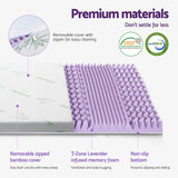 Giselle 8cm Memory Foam Mattress Topper Lavender Infused Bamboo Cover 7-Zone King Single - 45-Degree Angle