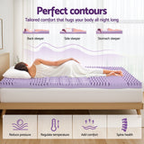 Giselle 8cm Memory Foam Mattress Topper Lavender Infused Bamboo Cover 7-Zone Single - Top-Down View
