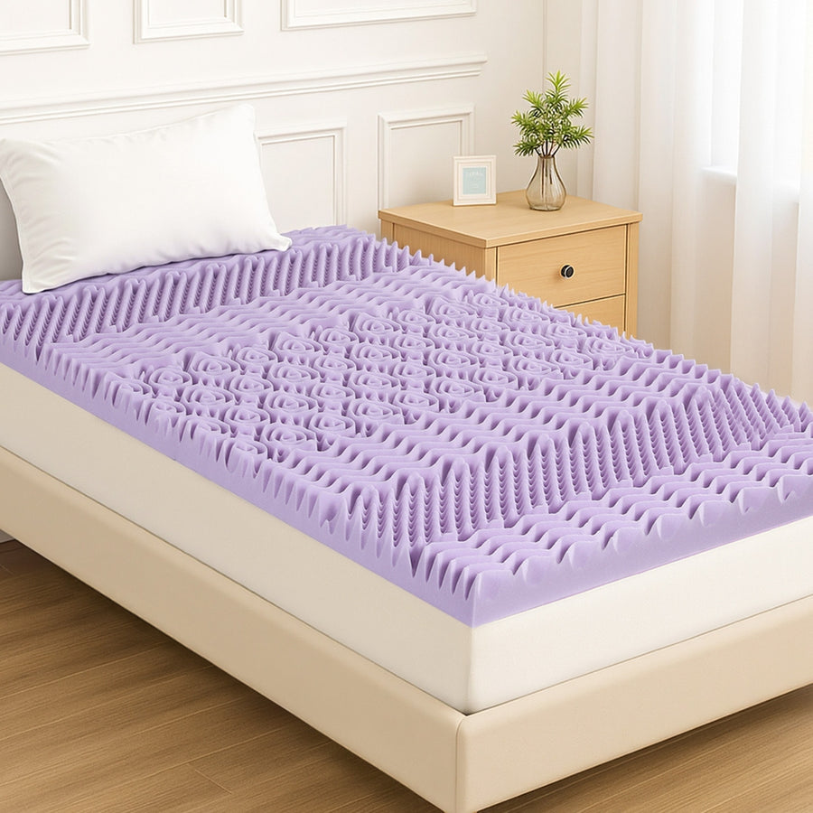 Giselle 8cm Memory Foam Mattress Topper Lavender Infused Bamboo Cover 7-Zone Single