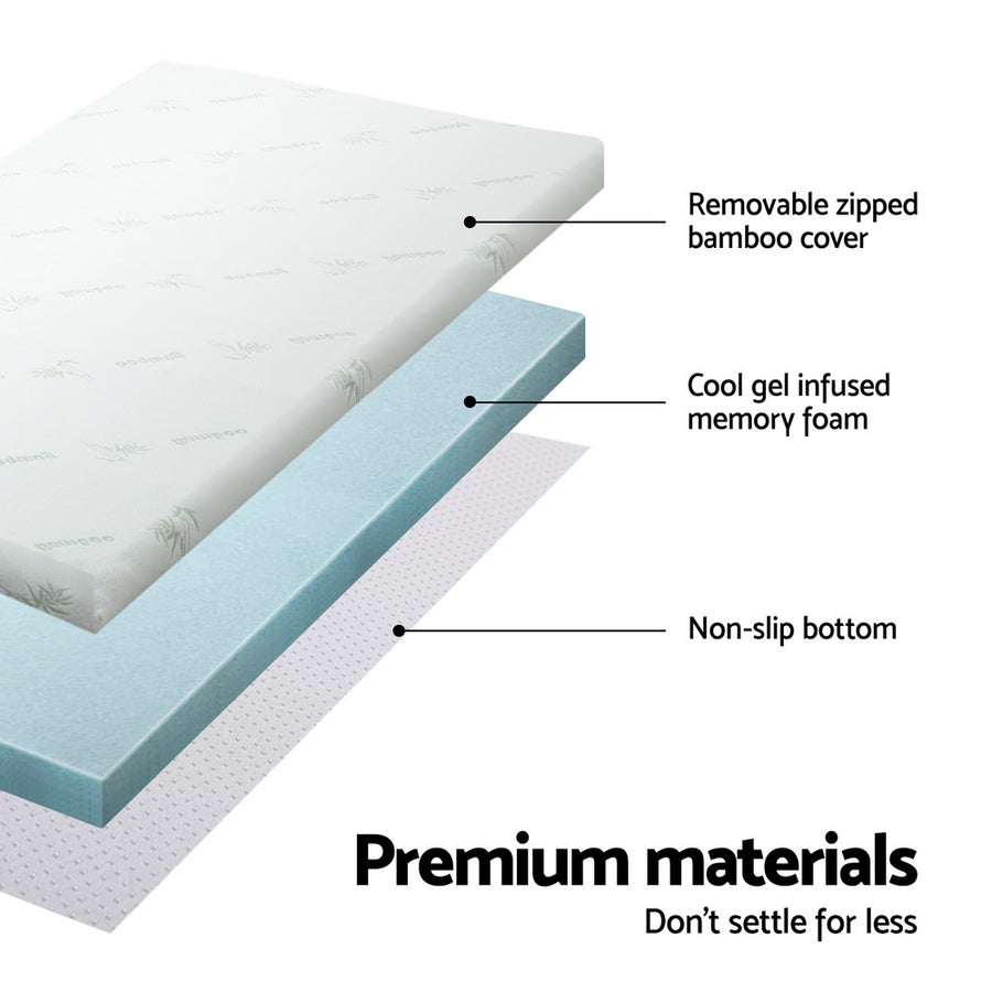 Giselle Bedding Memory Foam Mattress Topper Cool Gel Bed Mat Bamboo 10cm Double, image 5