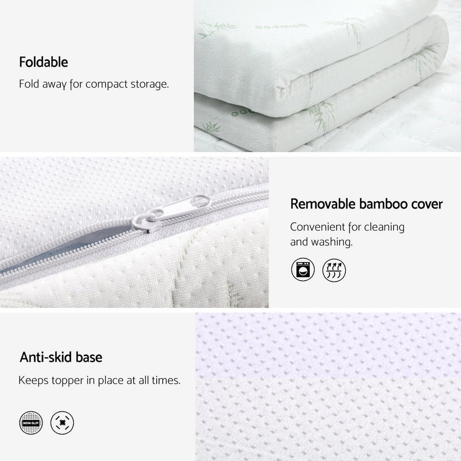 Giselle Bedding Memory Foam Mattress Topper Cool Gel Bed Mat Bamboo 10cm Double, image 6