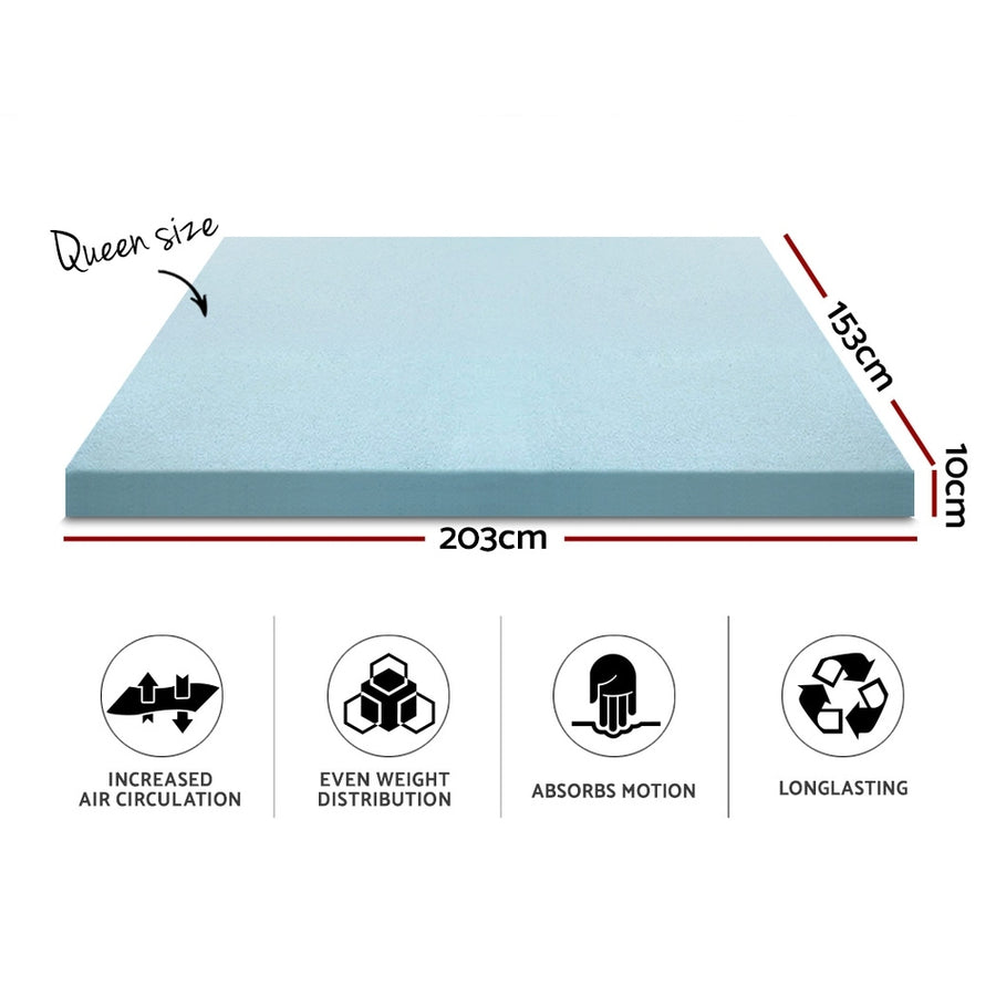 Giselle Bedding Memory Foam Mattress Topper Cool Gel 10cm Queen, image 2