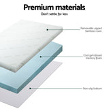 Giselle Bedding Memory Foam Mattress Topper Cool Gel 5cm King Single - Rear View