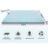 Giselle Bedding Memory Foam Mattress Topper Cool Gel 5cm Queen - Front View