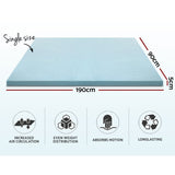 Giselle Bedding Memory Foam Mattress Topper Cool Gel 5cm Single - Front View