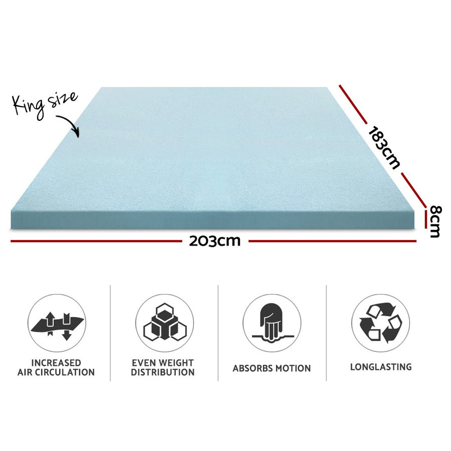 Giselle Bedding Memory Foam Mattress Topper Cool Gel 8cm King, image 2
