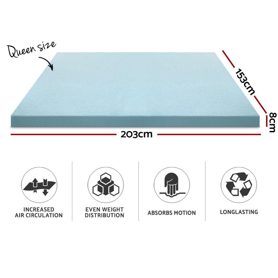 Giselle Bedding Memory Foam Mattress Topper Cool Gel 8cm Queen, image 2
