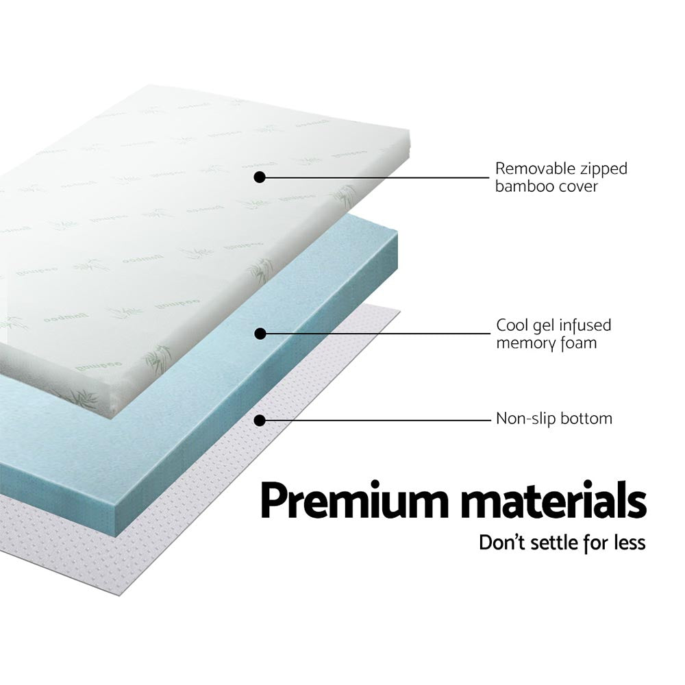 Giselle Cool Gel Infused Memory Foam Mattress Topper with Bamboo Cover - 8cm Single Size