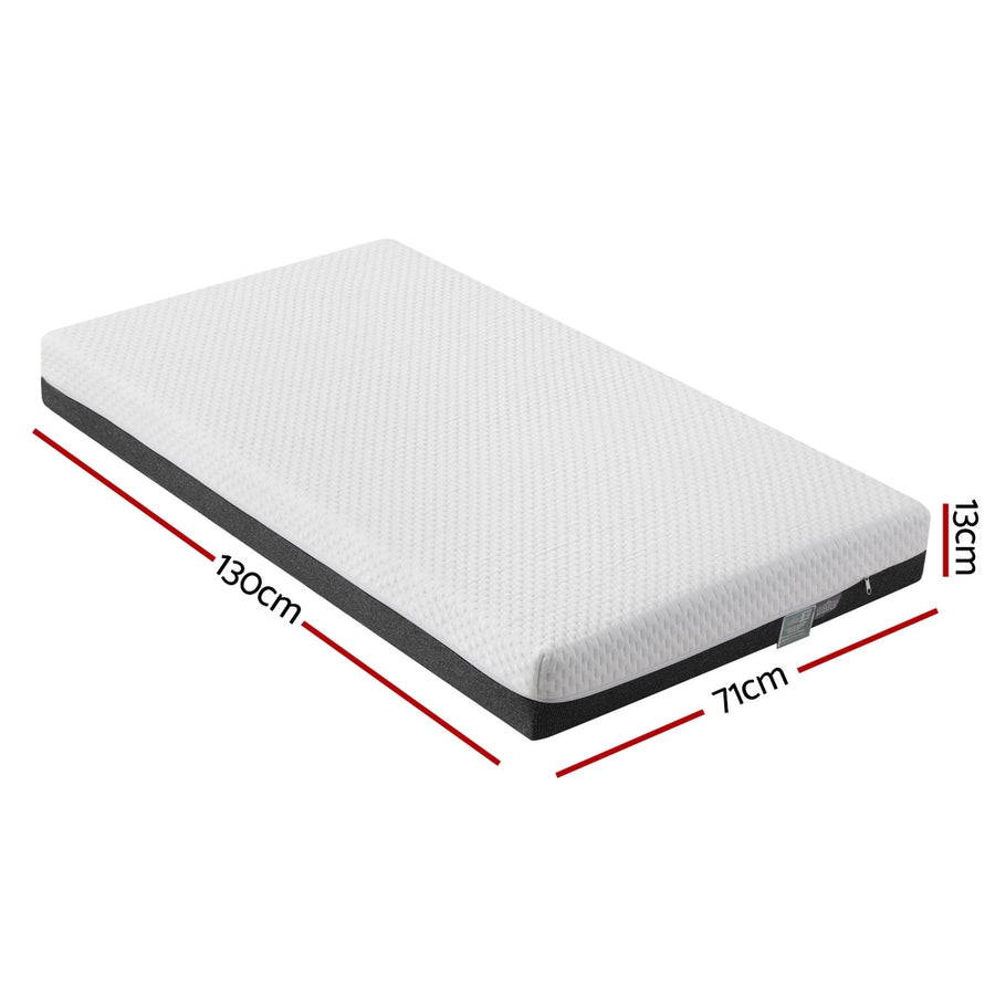 Giselle Bedding 13cm baby cot mattress, gel memory foam, white and grey, knitted fabric cover with zip