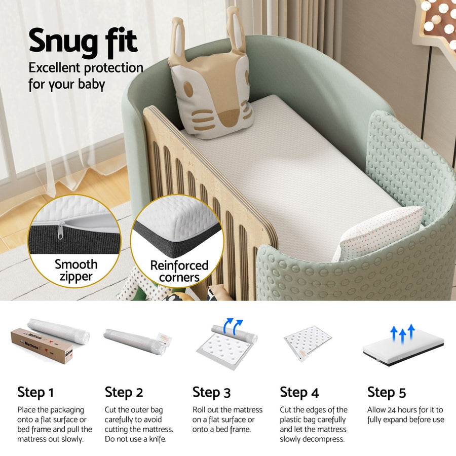 Giselle Bedding 13cm baby cot mattress, gel memory foam, white and grey, image 6