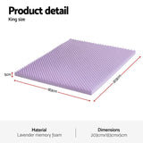 Giselle 5cm Memory Foam Mattress Topper Lavender Infused Egg Crate Pad Mat King - Front View