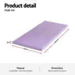 Giselle 5cm Memory Foam Mattress Topper Lavender Infused Egg Crate Pad Mat Single