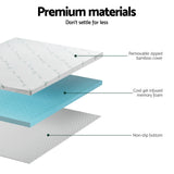 Giselle Bedding Memory Foam Mattress Topper Ventilated Cool Gel 5cm Single - Rear View