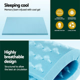 Giselle Bedding Memory Foam Mattress Topper Ventilated Cool Gel 8cm Queen