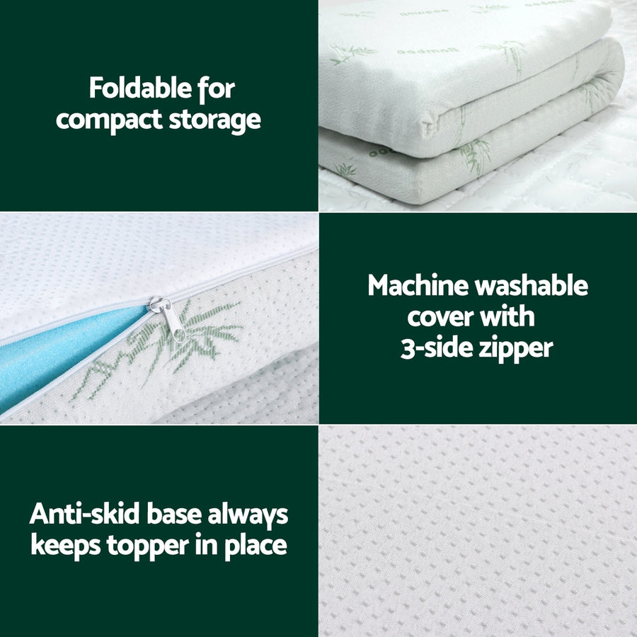 Giselle Bedding Memory Foam Mattress Topper Ventilated Cool Gel 8cm Queen, image 5