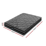 Giselle Bedding Wendell queen pocket spring mattress, 22cm, grey and black, 5-zone pocket spring layer