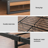Artiss  Metal Bed Frame Double Size Beds Platform with Mattress - Rear View