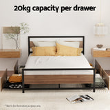 Artiss 2x Bed Frame Storage Drawers Trundle Black - Rear View