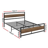 Artiss Bed Frame Double Size Metal Base Mattress Platform Foundation Black DREW - Front View