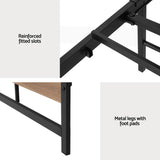 Artiss Bed Frame Double Size Metal Base Mattress Platform Foundation Black DREW - Rear View