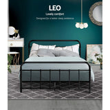 Artiss Bed Frame Metal Bed Frame LEO - Double (Black) - Front View