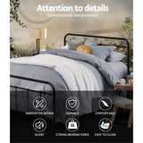 Artiss Bed Frame Metal Bed Frame LEO - Double (Black) - Side View