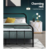 Artiss Bed Frame Metal Bed Frame LEO - Double (Black) - Top-Down View
