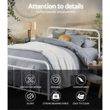 Artiss Bed Frame Metal Bed Frame LEO - Double (White) - Top-Down View