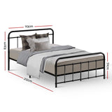 Artiss Bed Frame Metal Bed Frame LEO - King Single(Black) - Front View