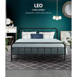 Artiss Bed Frame Metal Bed Frame LEO - Queen (Black) - Front View